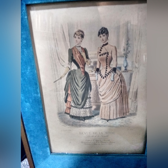 Antique 1800's  French Fashion REVUE DE LA MODE signed & numbered framed set - Picture 7 of 16
